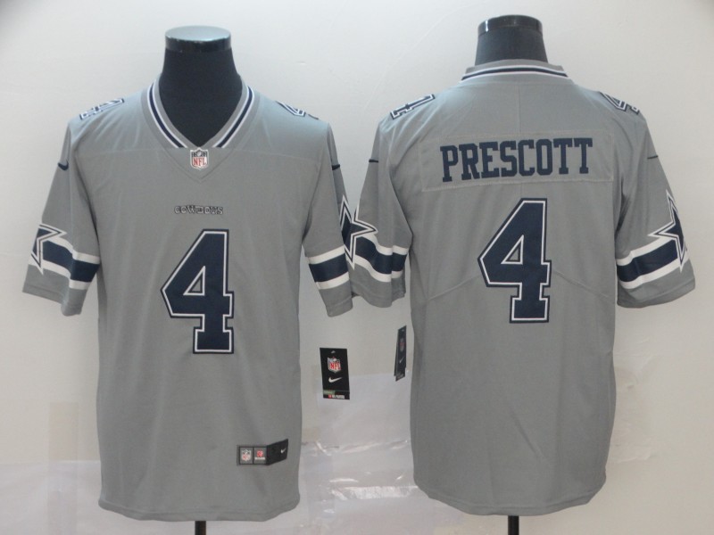 Men Dallas Cowboys 4 Prescott Nike grey Limited NFL Jersey